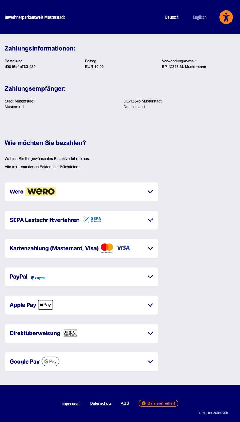 Beispiel Payment Page
