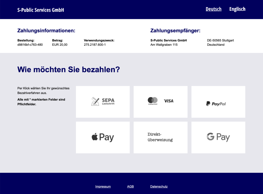 Beispiel Payment Page